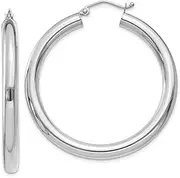 [Diamond2Deal] Women's 14k White Gold Lightweight Round Hoop Earrings Gift