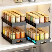 Pull Out Spice Rack Organizer for Cabinet, 2 Pack Widen Slide Out Spice Racks Or