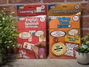 Vtg 2007 ACTIVE MINDS English Spanish Dominoes & Telling Time Bingo 2pc Set (5+)