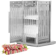 Stainless Steel Meat Skewer Machine, 49 Holes Kabob Maker Box BBQ Tool, with 100 Bamboo Sticks, Adjustable Height, Beef Mutton Meat Grill Machine, for Kitchen, Barbecue Shop, Picnic