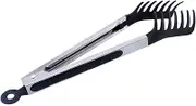Frfik Spaghetti Tongs for Serving Pasta, Non-Stick Silicone Spaghetti Fork, Rust-Proof Food Clip with Long Handle Cooking Tool for Kitchen Veggie Steak Outdoor Parties