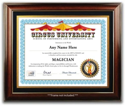 Magician Circus School Personalized Certificate Diploma - Magic Kit Tricks GIFT