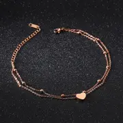 One Heart Double Strand Anklet