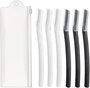 Bmeigo 6pcs Dermaplaning Blades for Face, Face Razor Eyebrow Trimmer Upper Lip Facial Hair Shaver with Cover for Women Men Exfoliating Peach Fuzz Remover (White + Black)