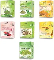 Combo Pack of 7 (Neem Leaf, Lemon Peel, Amla, Hibiscus, Ubtan, Brahmi & Aloe Vera Powder) 350gms (50gX7)