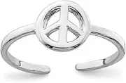 [JewelryWeb] 925 Sterling Silver Rhodium Plated Peace Sign Toe Ring Jewelry for Women