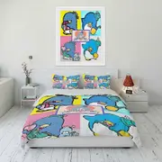 v2545 Bed Sheets Tuxedo Sam Printed Bedding Set Cartoon Anime Duvet Cover Comforter Cover Boys Girls Children Adults Twin King 3-Piece Bedding Set (1