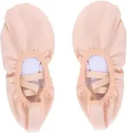 [TOGEVAL] Non-lace Ballet Shoes for Adults Kids Elastic Band Soft Sole Dance Shoes for Yoga Folk Modern Ballroom Jazz Dance Size 37 Pink