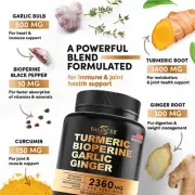 Tumeric Ginger with Black Pepper Turmeric Curcumin Joint Supplement 120 Capsules
