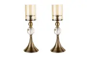 Glass Candle Holder 78cm Candle Stand Metal 2X