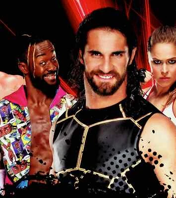Ronda Rousey Seth Rollins Kofi Kingston WWE Mini Poster Door Sign 8"X8.5"