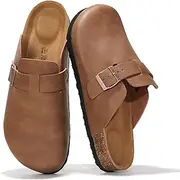 [Project Cloud] Mens Clogs - Full Grain Genuine Leather Memory Foam Clogs for Men Arch Support Cork Footbed - Non Slip Platform Mules (Brooklyn)