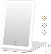 Portable Rechargeable Travel Makeup Beauty Mirror, 72 Led Lights, Touch Screen