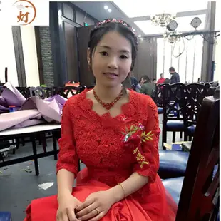 新娘頭飾紅色三件套裝韓式頭花發飾項鏈耳環婚禮結婚禮服配飾