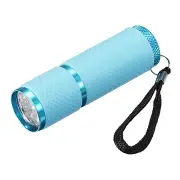 9 LED Glow in Dark Flashlights, Mini Aluminum Flashlight, Blue