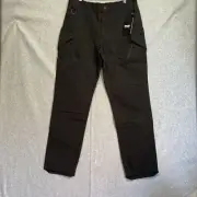 Swat Mens Black Flat Front Stretch Straight Leg Cargo Pants Size Large