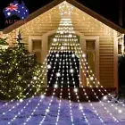 Solar Outdoor Christmas Decor 350LED Waterfall Star String Light Xmas Tree Light