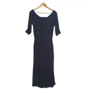 Seed Heritage Size 6 Black Crepe Half Sleeve Wide Leg Jumpsuit NWT $129.95
