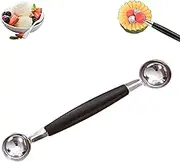 Double-Sided Hollow Spoon, Stainless Steel ice Cream Scoop Set, Ball Shaper, Melon Cutter, Balls, Small, Melon Spoon, Watermelon Dragon Fruit Carving Tool, Vegetable Fruit Cake aid