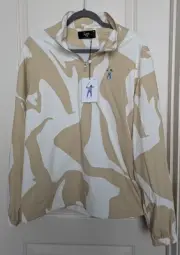 NWT East Side Golf Shattered Tan White Quarter Zip Pullover Windbreaker Men's M