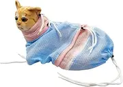 MOESUYUM Cat Grooming Bag for Ear Care Nail Trimming Cleaning Teeth Bag Adjustable Three-Layer Fabric Soft Mesh Cat Restraint Bag for Bathing Injecting Examining Cutting Nails Picking Ears (Blue)