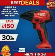 HILTI SID 2-A IMPACT DRILL DRIVER SET, NEW, FREE CHUCK, BITS, FAST SHIP