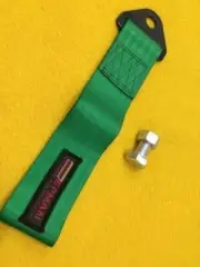 Green 250 mm tow recovery strap CAMS race compliant