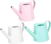 MERRYHAPY 3pcs Mini Iron Watering Cans Small Plant Holders for Home Decor for Doll Houses Miniature Scenes White Pink Light Green