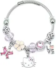 [Angel's Finery] Rose Quartz Pink Women Girls Sparky Bangle Crystal Beads Bracelet Gifts for Daughter Sister Friend Teen Mother Easter Mother's Day