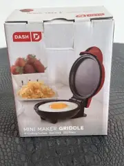 DASH 4" Mini Maker Electric Griddle Round Nonstick 350 Watts Eggs Pancakes NEW