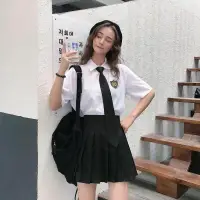 在飛比找蝦皮購物優惠-嘉義市＃日本學生服長袖襯衫百褶短裙校服套裝學院風閨蜜裝韓版襯