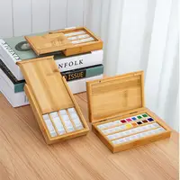 在飛比找蝦皮購物優惠-♛顏料分裝盒♛現貨 木質 顏料盒 竹木盒格子24色水彩分裝盒