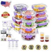 34-Piece Airtight BPA-Free Glass Food Storage Containers with Lids in Purple