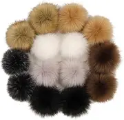 [Hemore] Faux Fur Pom Poms for Hats 14Pcs Soft Fluffy Pom Balls, 3.9'' Snap On Poms, DIY with Press Button for Knitting Hat Shoes Scarves Bag, Faux Fur for Hats, for Hat