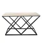 Alsea Console Table Black Base - White Marble