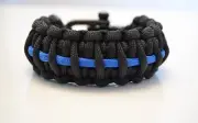 Deluxe Police thin blue line - 550 paracord survival bracelet - adjustable