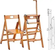 Ladder Chair Wooden Folding Library Ladder Chair 4 Tier Folding Step 2 in 1 Portable for Indoor Outdoor Display Stand (Color : C, Size : 82 * 43 * 57cm)