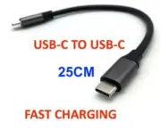 25CM Short Charging & Data Sync USB C to USB-C Cable Black HQ