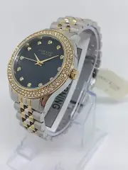 Anne Klein 12/7743BMTT Women's 36mm Crystal Accent Black MOP Dial Watch NWT
