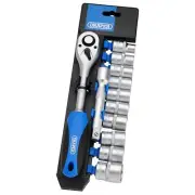 Draper Metric Socket & Ratchet Set 1/2"D 12pc 10 to 24mm & 125mm Extension 16374