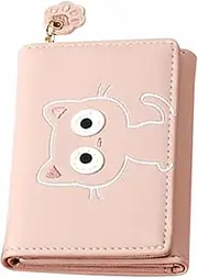 [MOBUTOFU] Cute Kitten Design Small Coin Purse Card Holder Wallet for Women Zipped Pouch Purse Change Pouch