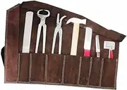 AMKA 8 Piece Leather Storage Tool Set for Horse Hoof Care and Repair