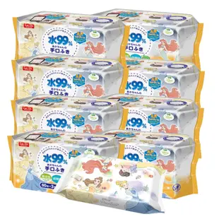 日本LEC 迪士尼口手專用純水99%濕紙巾箱購公主大集合60抽X24包入