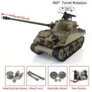 Henglong 1/16 7.0 Upgraded M4A3 Sherman RC Tank 3898 Barrel Recoil 360° Turret