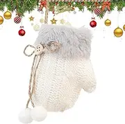 Christmas Decorations For Tree | White Grey Skate Shoe Mitten Shape Tree Decor Car Charm | Christmas Tree Plush Ornament With Pom-Pom Bowknot For Festive Parties Decorating Supplie