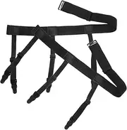 [DEARMAMY] 1 Pair Patch Shirt Clip Suspenders Shirts for Men Shirt Stays with Clips Shirt Stays Belt for Men Unisex Shirt Tucking Garters Men's Non-slip Shirt Belt Black Polyester