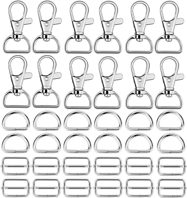 Hysagtek 60 Pcs Purse Hardware for Bag Making - Swivel Snap Hooks, D Ring, Slide