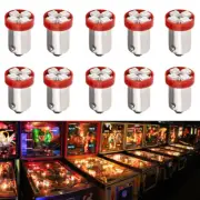 10X 1893 #44 #47 1847 BA9S 4 SMD LED Pinball Machine Light Bulbs Red 6.3V AC DC