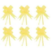 100Pcs 8" Pull Bows Ribbon Gift Wrapping String Rose Pattern Bow Tie Yellow