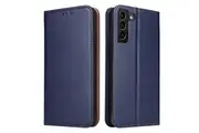 For Samsung Galaxy S21 FE (Fan Edition) Case Leather Wallet Folio Cover Blue